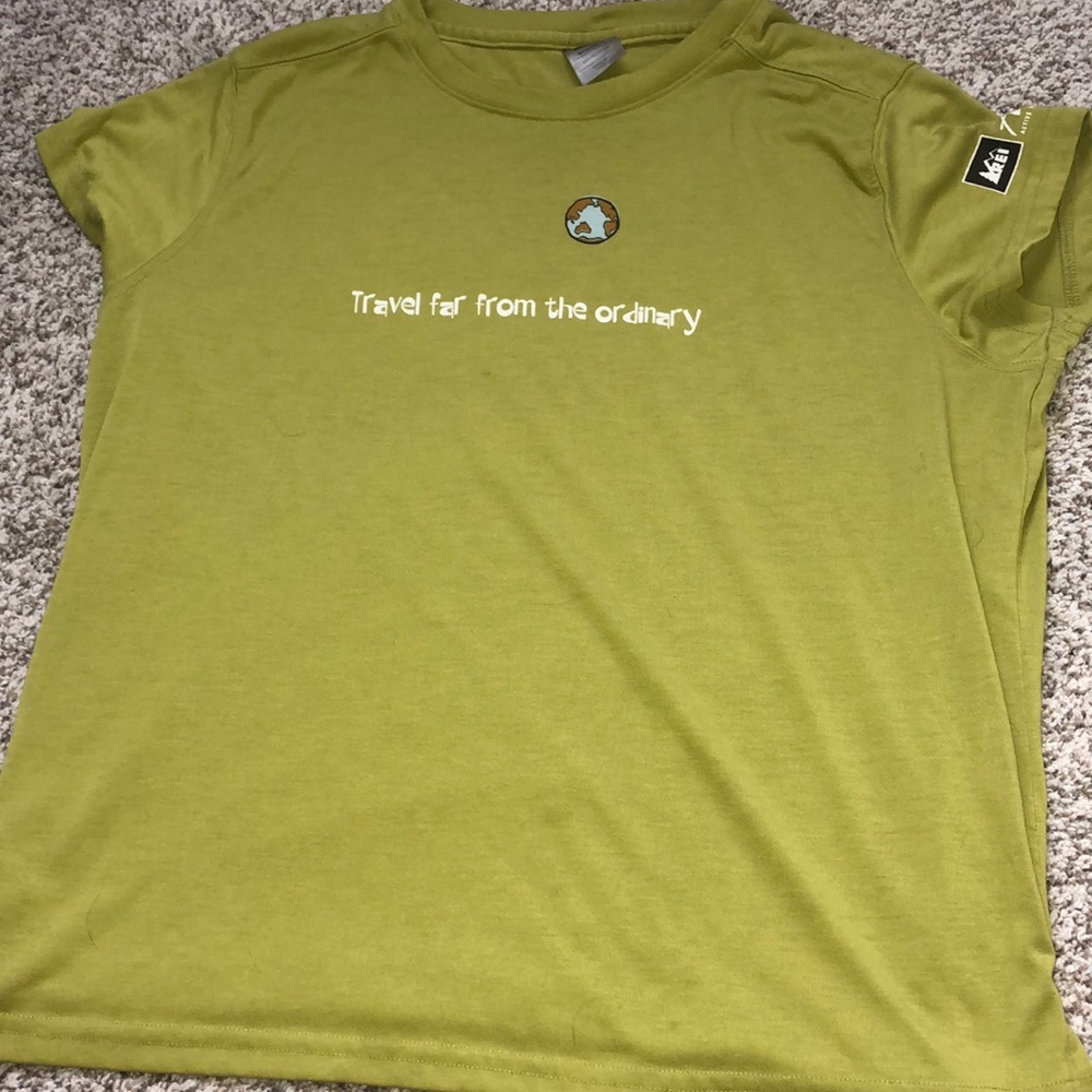 REI woman’s green tee!